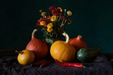 still life with pumpkins